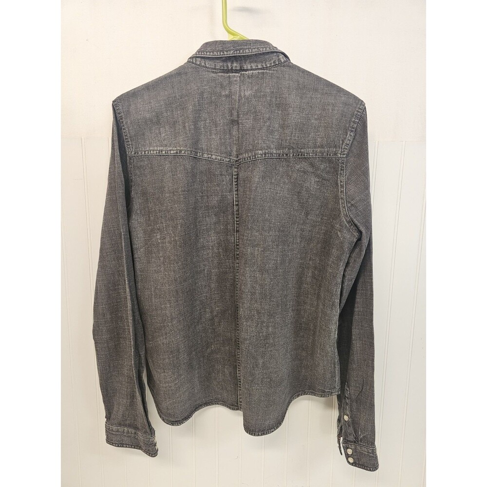 Thread & Supply Women Gray Denim Pearl Snap-Front Collared Long Sleeve Shirt S - Picture 4 of 5